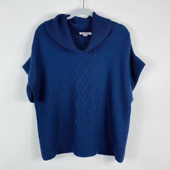 Coldwater Creek Size Medium Cowl Neck Wool Blend Dolman Sleeve Sweater Blue - Picture 1 of 5